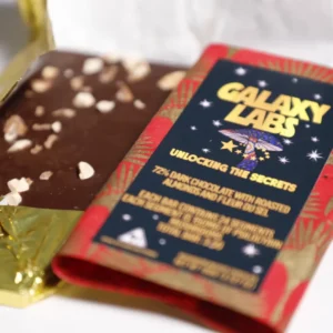 alt = Galaxy Labs chocolate bar on a white surface